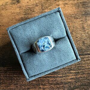 David Yurman Streamline Signet Cushion Ring in Pietersite - Size 10